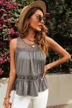 Load image into Gallery viewer, Lace Yoke Peplum Tank
