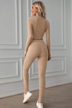 Load image into Gallery viewer, Zip Up Cropped Top and Leggings Yoga Set
