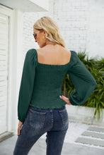Load image into Gallery viewer, Frill Hem Smocked Balloon Sleeve Blouse
