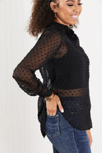 Load image into Gallery viewer, HYFVE Living for Love Swiss Dot Sheer Button-Up Shirt
