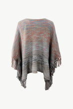 Load image into Gallery viewer, Heathered Boat Neck Fringed Poncho
