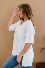 Load image into Gallery viewer, Zenana All-Nighter Full Size Run High-Low V-Neck Tee in Ivory
