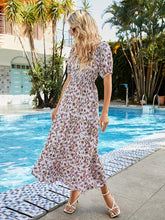 Load image into Gallery viewer, Printed Square Neck Short Sleeve Midi Dress
