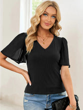 Load image into Gallery viewer, V Neck Flutter Sleeve Top
