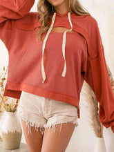 Load image into Gallery viewer, Cutout Drawstring Drop Shoulder Hoodie
