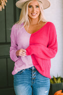 Contrast Long Sleeve Pullover Light Sweater