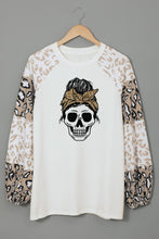 Load image into Gallery viewer, Halloween Leopard Skull Graphic Long Sleeve Top
