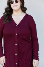 Load image into Gallery viewer, Zenana Autumn Aura Full Size Ribbed Longline Cardigan in Dark Burgundy
