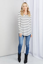 Load image into Gallery viewer, Zenana Full Size Striped V-Neck Long Sleeve Top
