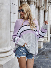 Load image into Gallery viewer, Striped Horizontal Ribbing Long Sleeve Tunic Sweater
