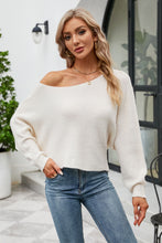 Load image into Gallery viewer, Boat Neck Horizontal Ribbing Dolman Sleeve Sweater
