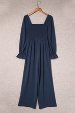 Load image into Gallery viewer, Smocked Long Flounce Sleeve Square Neck Jumpsuit
