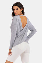 Load image into Gallery viewer, V-Neck Drop Shoulder Open Back Sweatshirt
