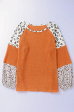 Load image into Gallery viewer, Leopard Contrast Waffle Knit Top
