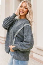 Load image into Gallery viewer, Double Take Acid Wash Round Neck Seam Detail Slit Sweatshirt
