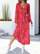 Load image into Gallery viewer, Floral V-Neck Long Sleeve Dress
