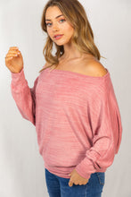 Load image into Gallery viewer, White Birch Full Size Heathered Off-Shoulder Dolman Sleeve Top
