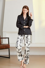 Load image into Gallery viewer, Satin Button-Up Lapel Collar Top and Pants Pajama Set
