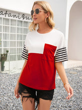 Load image into Gallery viewer, Striped Color Block Round Neck Tee

