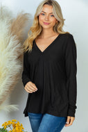 White Birch Full Size Slit V-Neck Tunic Top