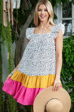 Load image into Gallery viewer, Swiss Dot Color Block Square Neck Dress
