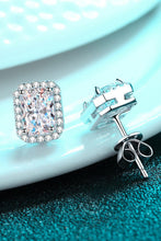Load image into Gallery viewer, 1 Carat Moissanite Rhodium-Plated Square Stud Earrings
