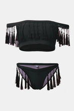 Load image into Gallery viewer, Tassel Tie Off-Shoulder Bikini Set
