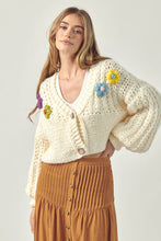 Load image into Gallery viewer, Petal Dew Flower Detail Button Front V-Neck Cardigan
