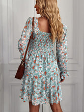 Load image into Gallery viewer, Floral Smocked Ruffle Hem Flounce Sleeve Dress
