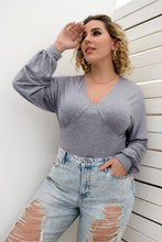 Load image into Gallery viewer, Plus Size Gathered Detail V-Neck Bodysuit
