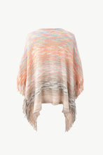 Load image into Gallery viewer, Heathered Boat Neck Fringed Poncho
