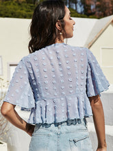 Load image into Gallery viewer, Swiss Dot Tied Flutter Sleeve Cropped Blouse
