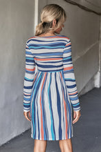 Load image into Gallery viewer, Striped Round Neck Long Sleeve Tee Dress
