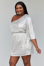 Load image into Gallery viewer, Hailey &amp; Co Full Size Sequined One-Shoulder Bell Sleeve Dress
