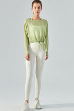 Load image into Gallery viewer, Round Neck Slit Sheer Tunic Sports Top
