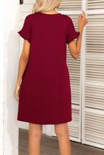 Load image into Gallery viewer, Flounce Sleeve Round Neck Dress with Pockets
