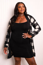 Load image into Gallery viewer, Heimish Full Size Plaid Open Front Dropped Shoulder Top
