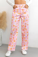 Buttoned High Waist Long Pants
