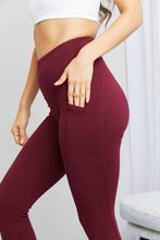 Load image into Gallery viewer, Zenana Ready to Roll Full Size Wide Waistband Pocket Leggings in Burgundy
