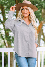 Load image into Gallery viewer, Trendy Pin Striped Collard Dolman Button down Shirt
