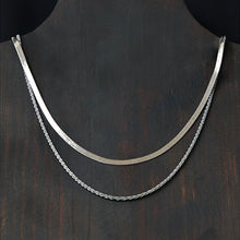 Load image into Gallery viewer, Snake Chain and Rope Chain Necklace Set in Silver
