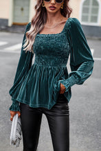 Load image into Gallery viewer, Smocked Square Neck Long Sleeve Blouse
