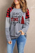 Load image into Gallery viewer, Christmas Mixed Print Letter Graphic Raglan Sleeve Top
