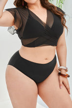 Load image into Gallery viewer, Plus Size Tied Flutter Sleeve Three-Piece Swimsuit
