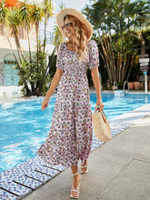 Load image into Gallery viewer, Printed Square Neck Short Sleeve Midi Dress

