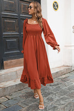 Load image into Gallery viewer, Smocked Ruffle Hem Flounce Sleeve Dress
