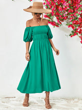 Load image into Gallery viewer, Off-Shoulder Balloon Sleeve Midi Dress
