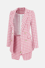 Load image into Gallery viewer, Houndstooth Double-Breasted Blazer and Slit Skirt Set
