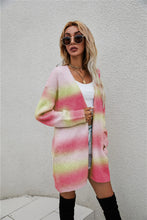Load image into Gallery viewer, Multicolored Gradient Open Front Longline Cardigan

