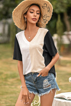 Load image into Gallery viewer, Color Block V Neck Tee
